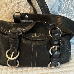 Coach Black and Silver Bag with Slouchy Design